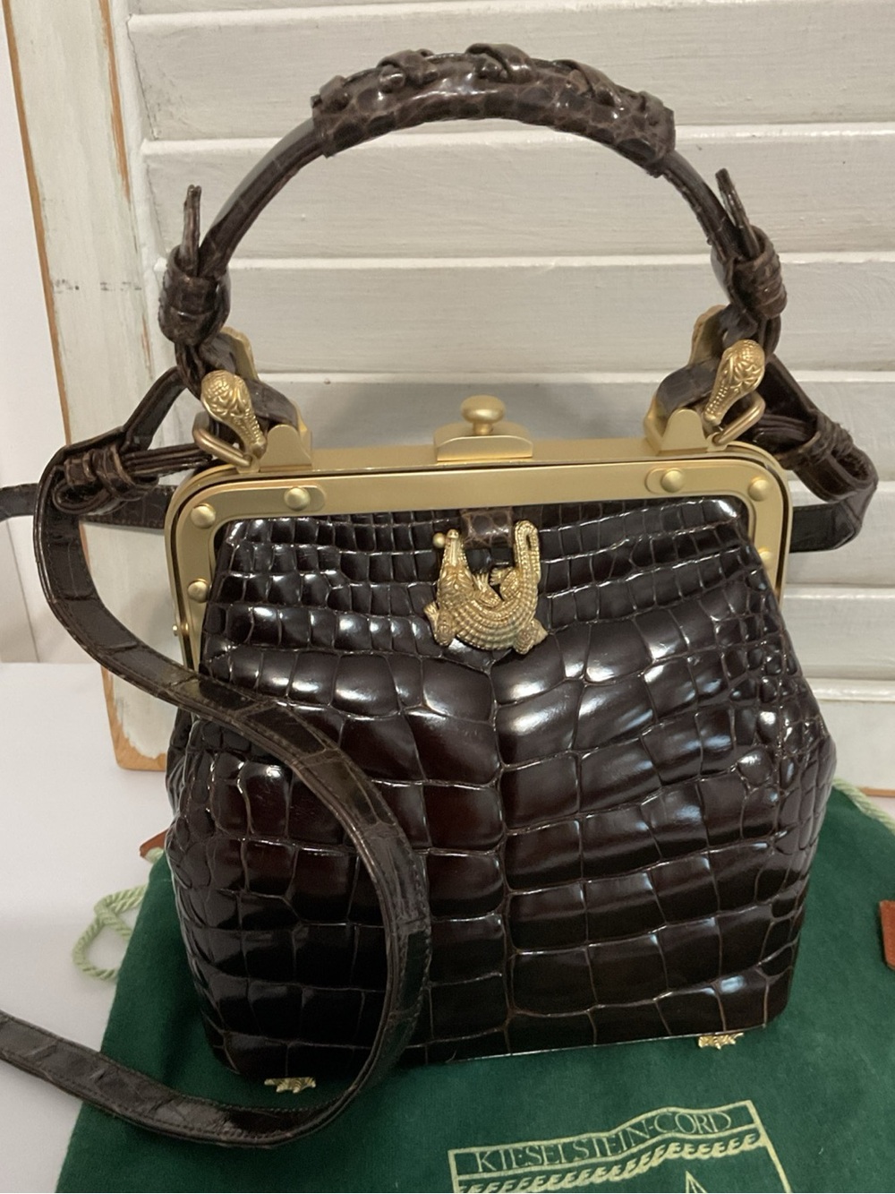 Barry Kieselstein-Cord Vintage Alligator Trophy Frame Bag